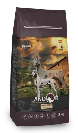 LANDOR Повнораціонний сухий корм для дорослих собак великих порід ягня з рисом 15 кг