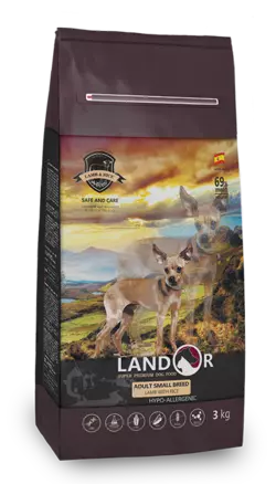 LANDOR Повнораціонний сухий корм для дорослих собак дрібних порід ягня з рисом 1 кг