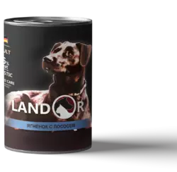 LANDOR Повноцінний збалансований вологий корм для собак всіх порід ягня з лососем 0,4 кг
