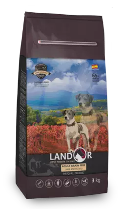 LANDOR Повнораціонний сухий корм для дорослих собак всіх порід беззерновой ягня з бататом 3 кг