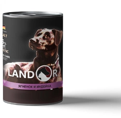 LANDOR Повноцінний збалансований вологий корм для собак всіх порід ягня з індичкою 0,4 кг