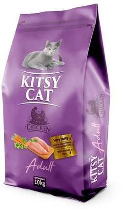 KITSY CAT полнорационный сухой корм с функцией вывидения комочков шерсти с курицей 10 кг
