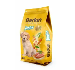 BARKIN полнорационный сухой корм для щенков и юниоров всех пород с Индейкой  15 кг