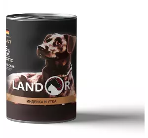 LANDOR Повноцінний збалансований вологий корм для собак всіх порід індичка з качкою 0,4 кг