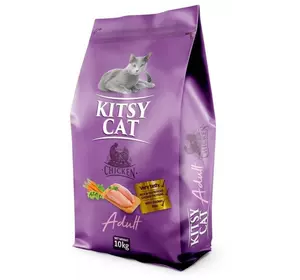 KITSY CAT полнорационный сухой корм для взрослых кошек всех пород с Курицей 10 кг