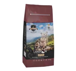 LANDOR Повнораціонний сухий корм для кішок з надмірною вагою і стерилізованих кролик з рисом 2 кг