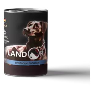 LANDOR Повноцінний збалансований вологий корм для собак всіх порід ягня з лососем 0,4 кг