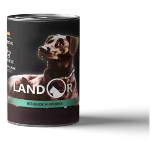 LANDOR Повноцінний збалансований вологий корм для літніх собак ягня з кроликом 0,4 кг