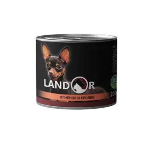 LANDOR Повноцінний збалансований вологий корм для всіх собак дрібних порід ягня з кроликом 0,2 кг