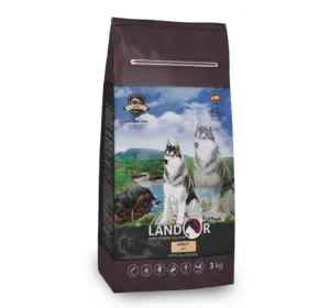 LANDOR Повнораціонний сухий корм для дорослих собак всіх порід риба з рисом 1 кг