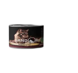 LANDOR Повноцінний збалансований вологий корм для дорослих кішок індичка з качкою 0,2 кг